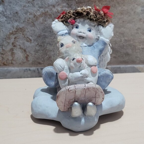 Dreamsicles Christmas Stocking Holder Toboggan Kristin 1994 Sleigh Ride Angel Bu - Picture 1 of 10